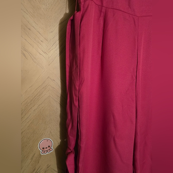 Shein Prive Layered Pleated Sleeve Belted Jumpsuit. Size XL. Color: Pink - Picture 8 of 16